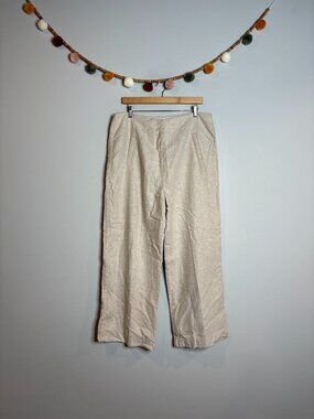 Jason Wu Cream Wide-Leg Linen Pants Braid accent